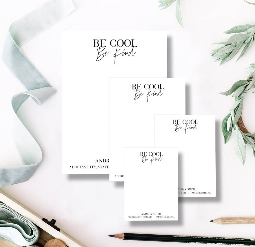 Be Cool Be Kind Serif Notepad Set