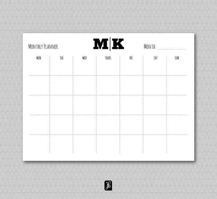 Bold Monogram Monthly Plan Note Pad