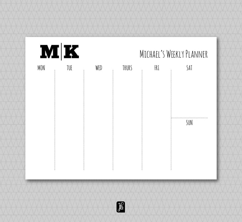 Bold Monogram Weekly Plan Note Pad