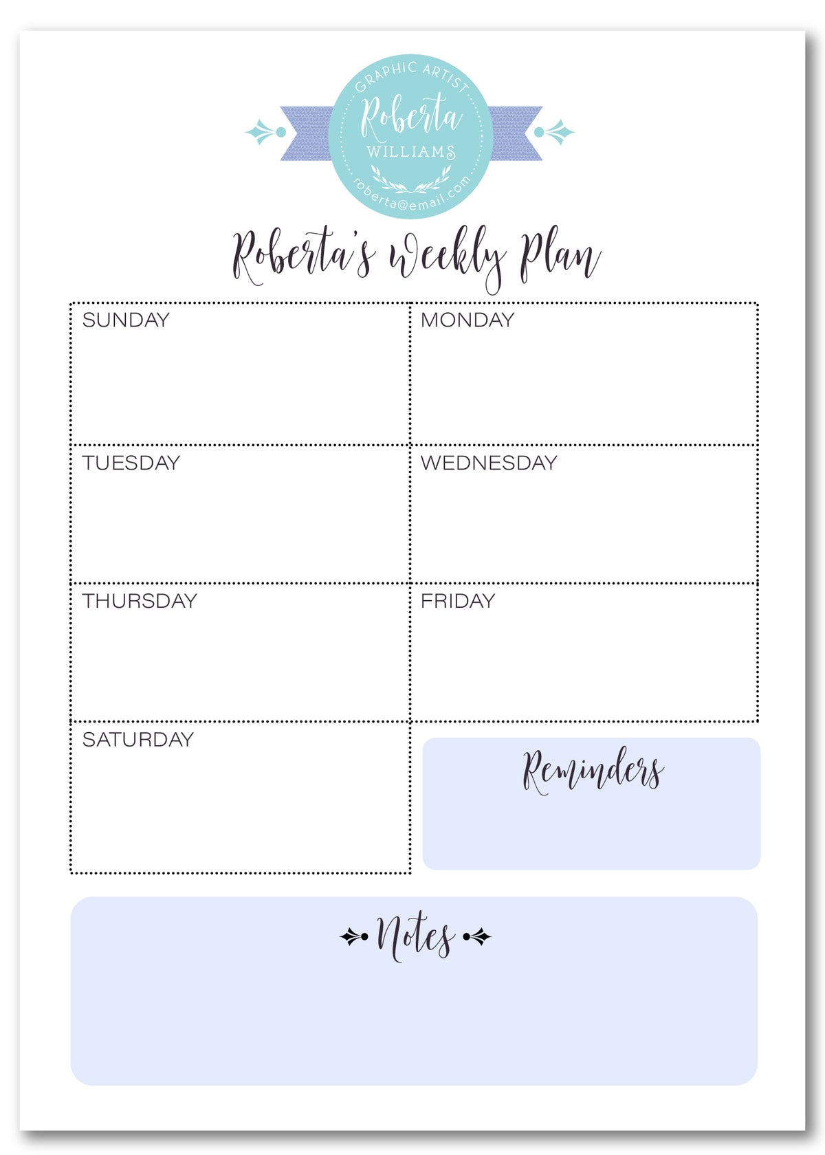 Blue Magnolia Weekly Planner Note Pad