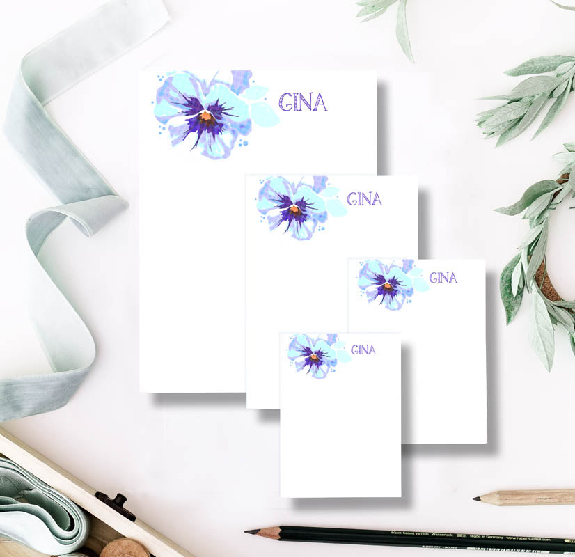 Blue Pansy Note Pad Set