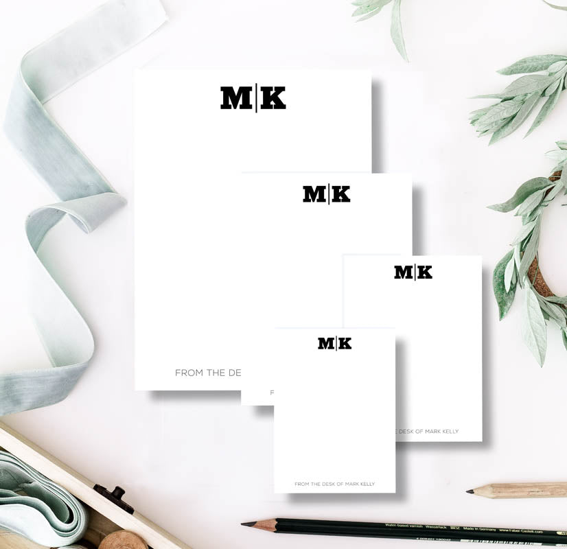 Bold Monogram Custom Desk Pad Set