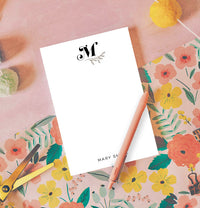 Bold Monogram Leaves Notepad | Personalized Botanical Stationery