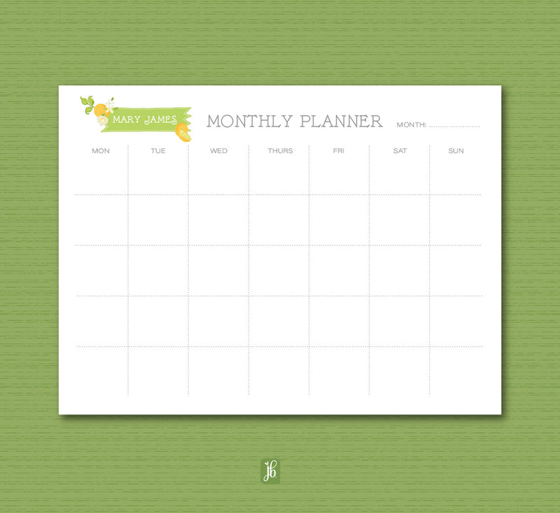 Bright Citrus Monthly Plan Note Pad