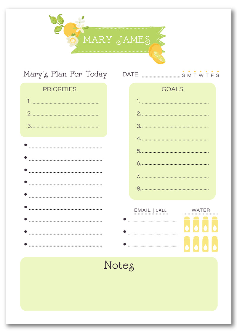 Bright Citrus Daily Planner Note Pad