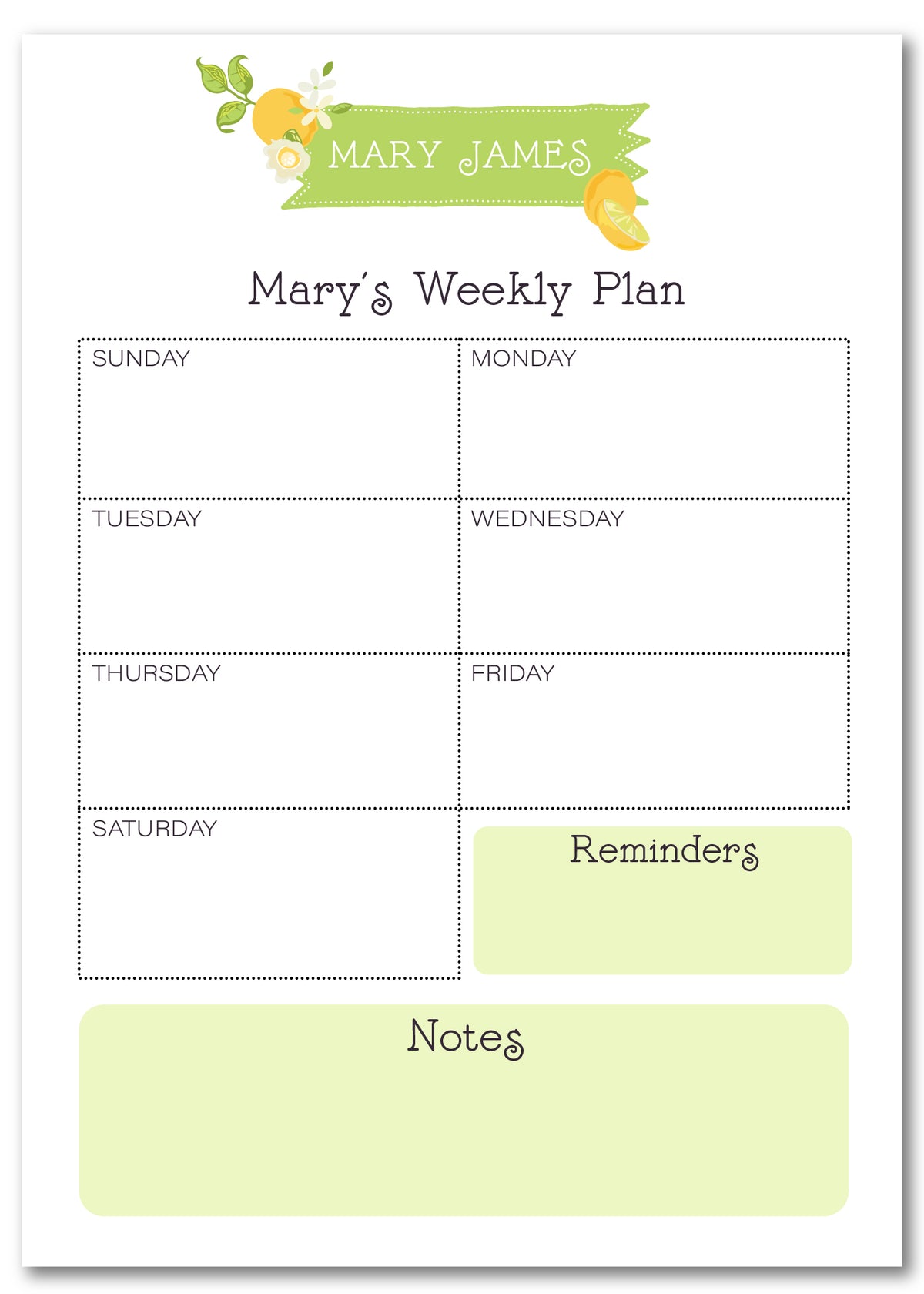 Bright Citrus Weekly Planner Note Pad