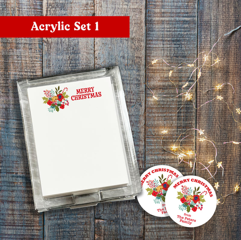 Christmas Bells Floral Acrylic Notepad Holder
