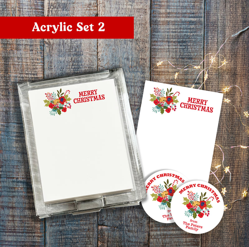 Christmas Bells Floral Acrylic Notepad Holder