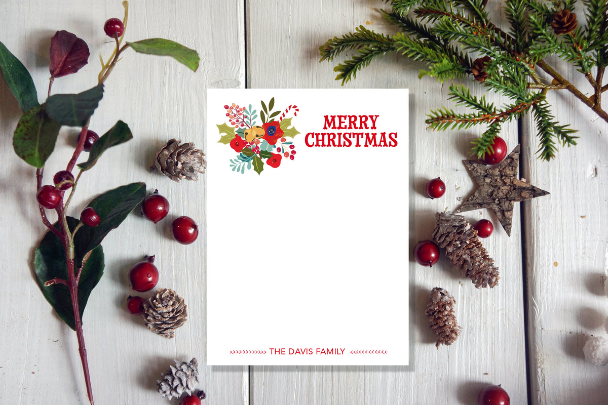 Christmas Bells Floral Notepad