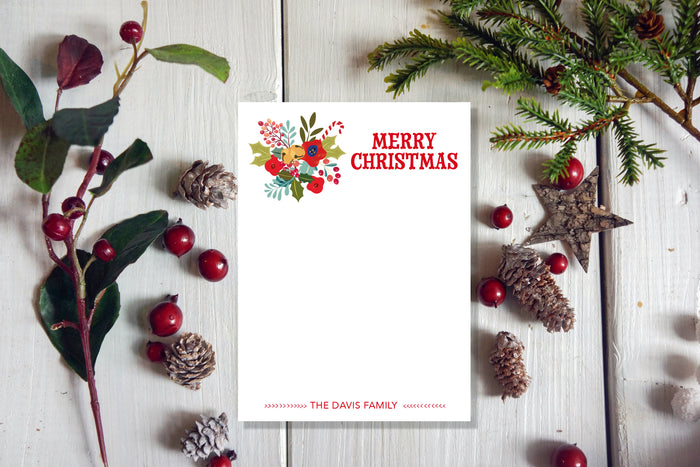 Christmas Bells Floral Notepad