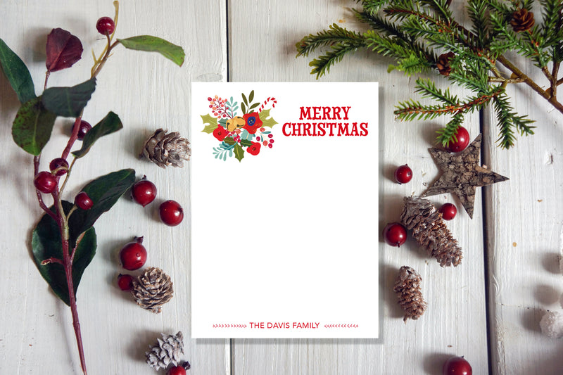 Christmas Bells Floral Notepad