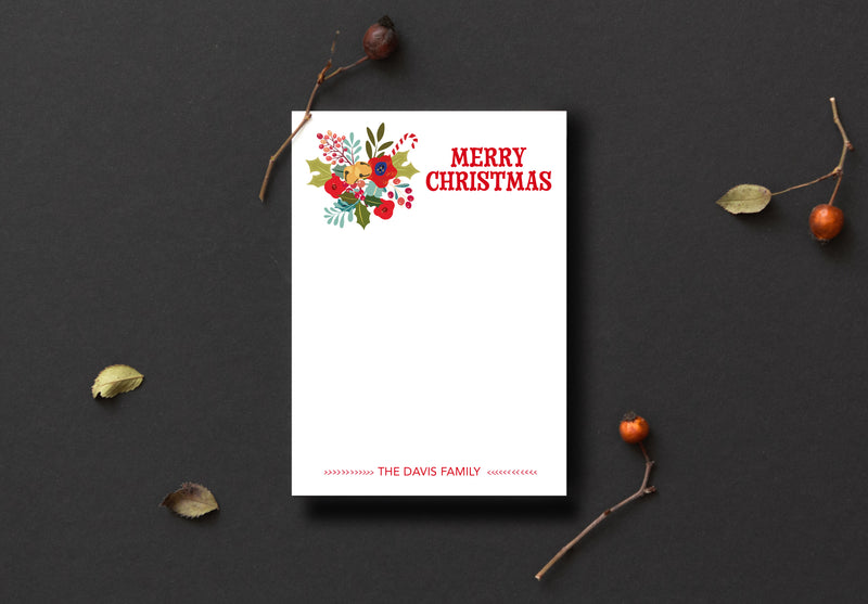 Christmas Bells Floral Notepad
