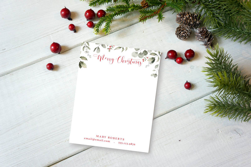 Christmas Holly Leaves Notepad