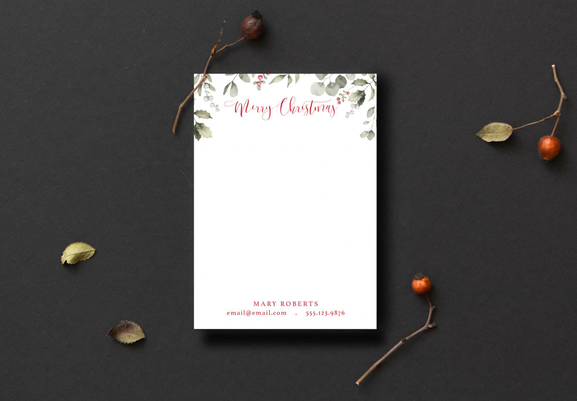 Christmas Holly Leaves Notepad