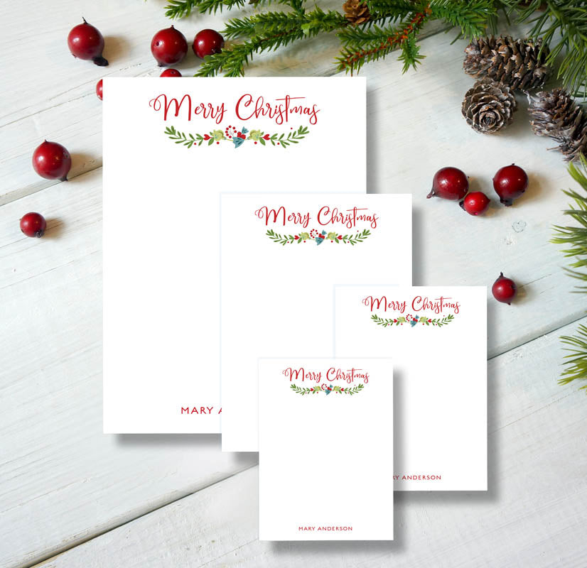 Christmas Laurel Notepad Set