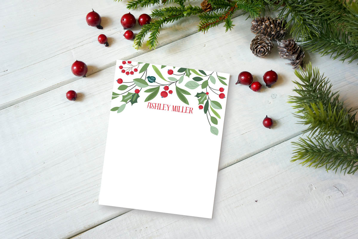 Holiday Berries & Leaves Notepad