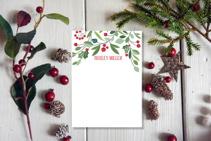 Holiday Berries & Leaves Notepad