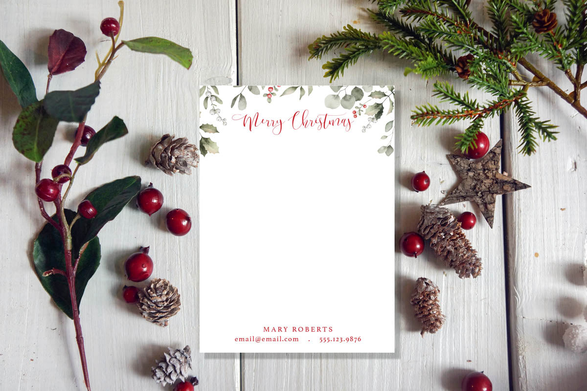 Christmas Holly Leaves Notepad