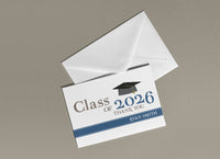 Graduation thank you card with envelope on a gray background