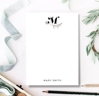 Bold Monogram Leaves Notepad | Personalized Botanical Stationery
