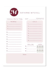 Monogram Letter Planner Note Pad
