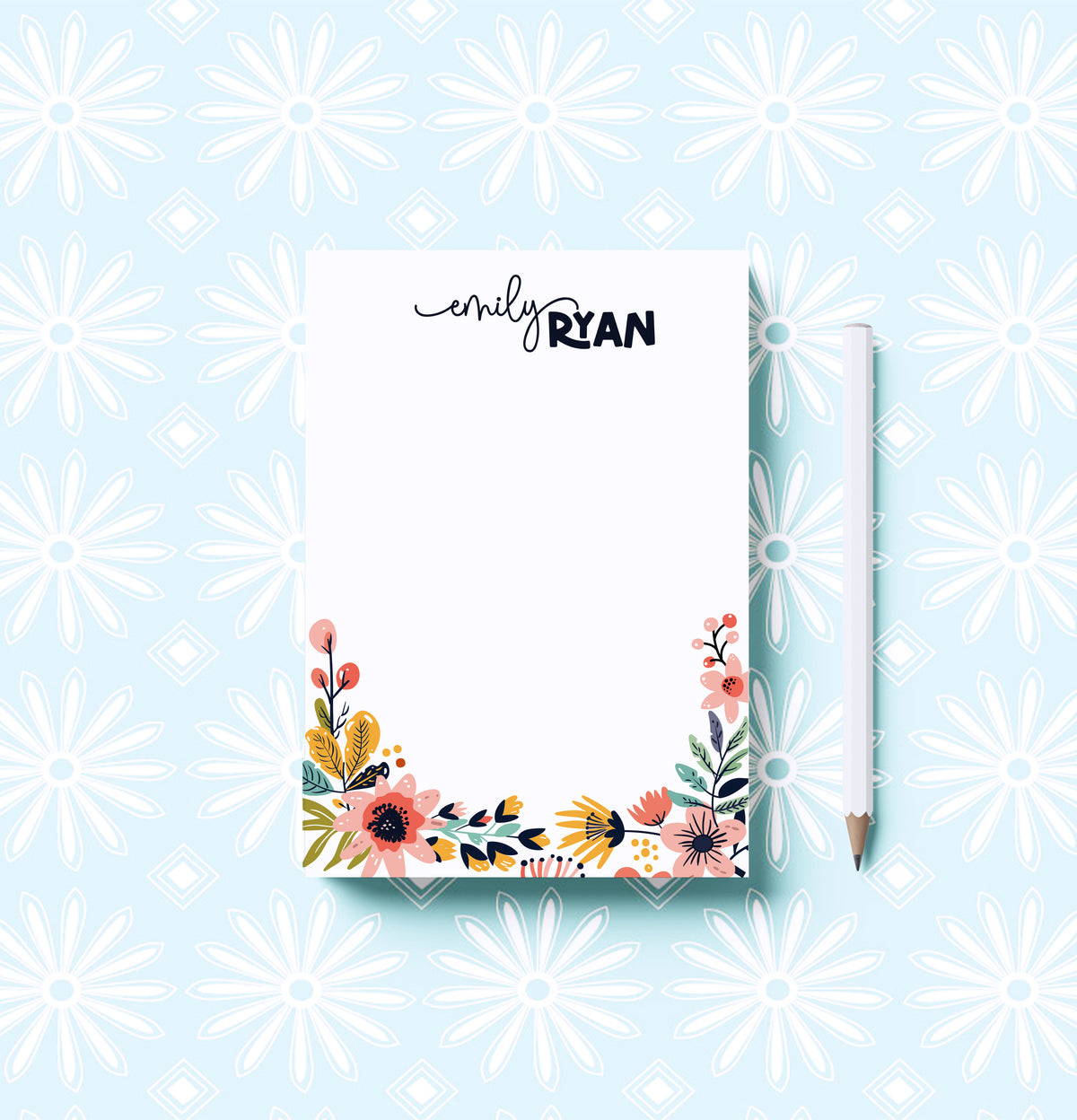 Fancy Floral Script Note Pad by Julie Bluet | Elegant Stationery