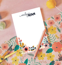 Fancy Floral Script Note Pad by Julie Bluet | Elegant Stationery