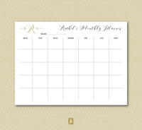 Gold Monogram Monthly Plan Note Pad