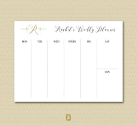 Gold Monogram Weekly Plan Note Pad