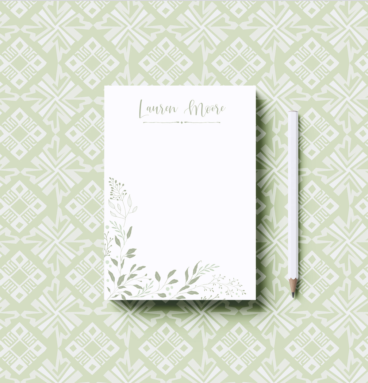 Green Leaves Notepad | Botanical Writing Pad for Desk or Home