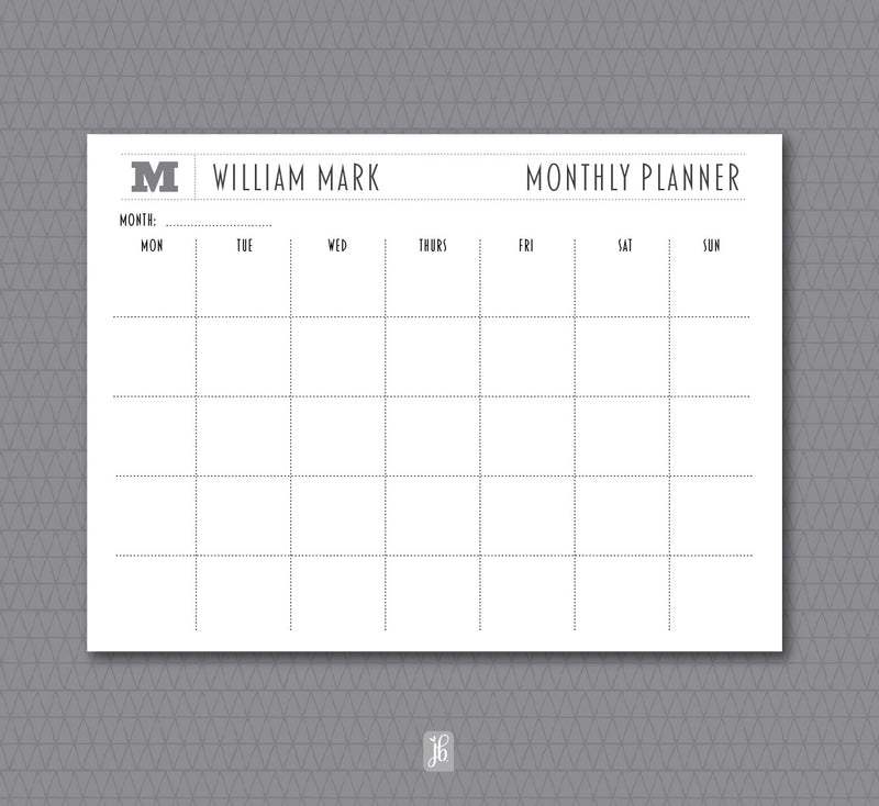 Grey Letter Monthly Plan Note Pad