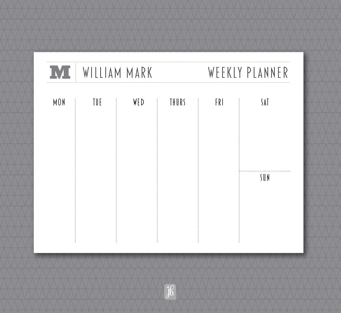 Grey Letter Weekly Plan Note Pad