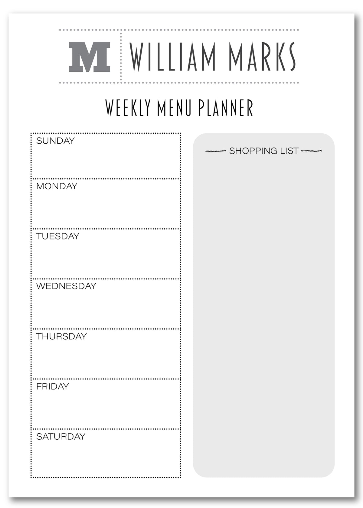 Grey Letter Planner Note Pad