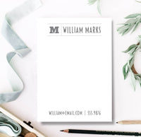 Grey Monogram & Name Notepad