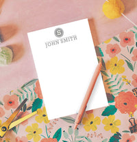 Grey Monogram Notepad