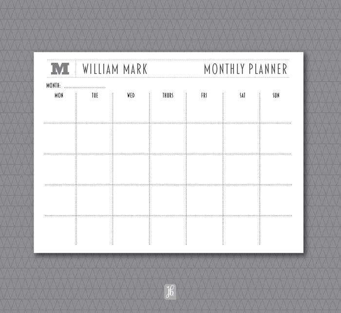 Grey Letter Monthly Plan Note Pad