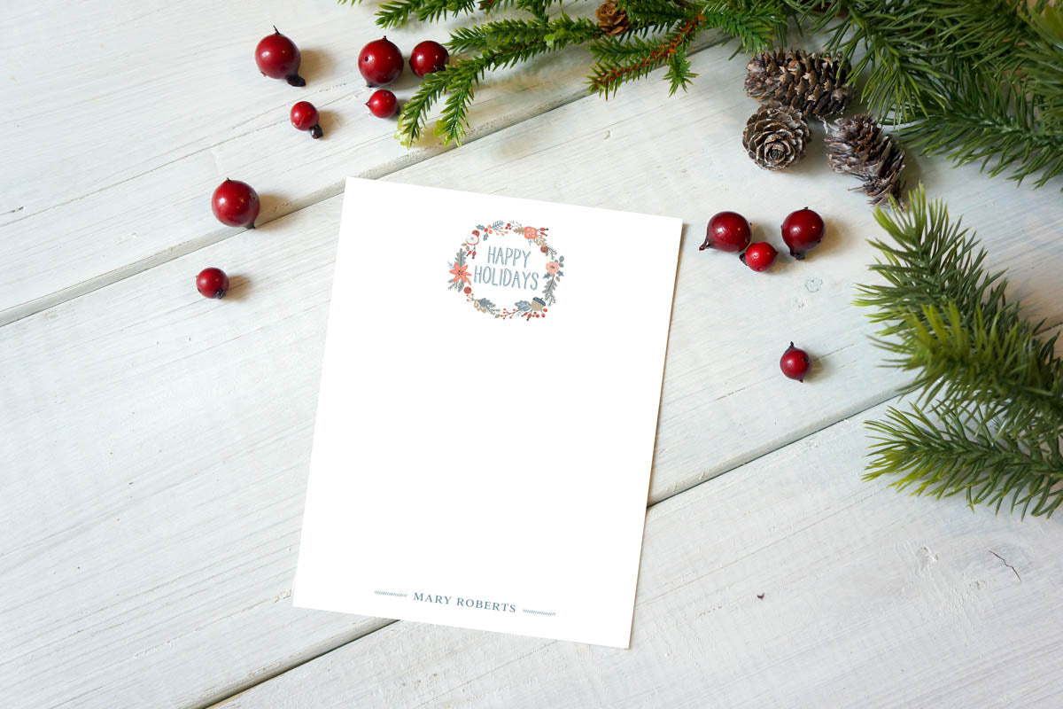 Happy Holiday Wreath Notepad