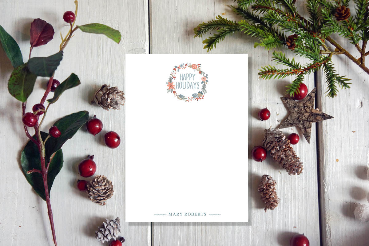 Happy Holiday Wreath Notepad