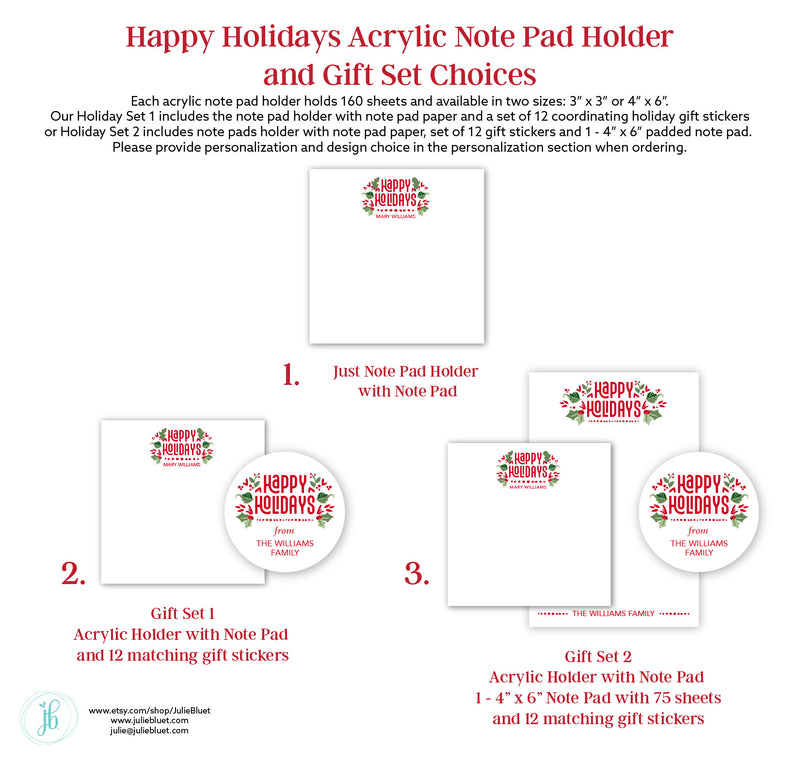 Happy Holidays Acrylic Notepad Holder