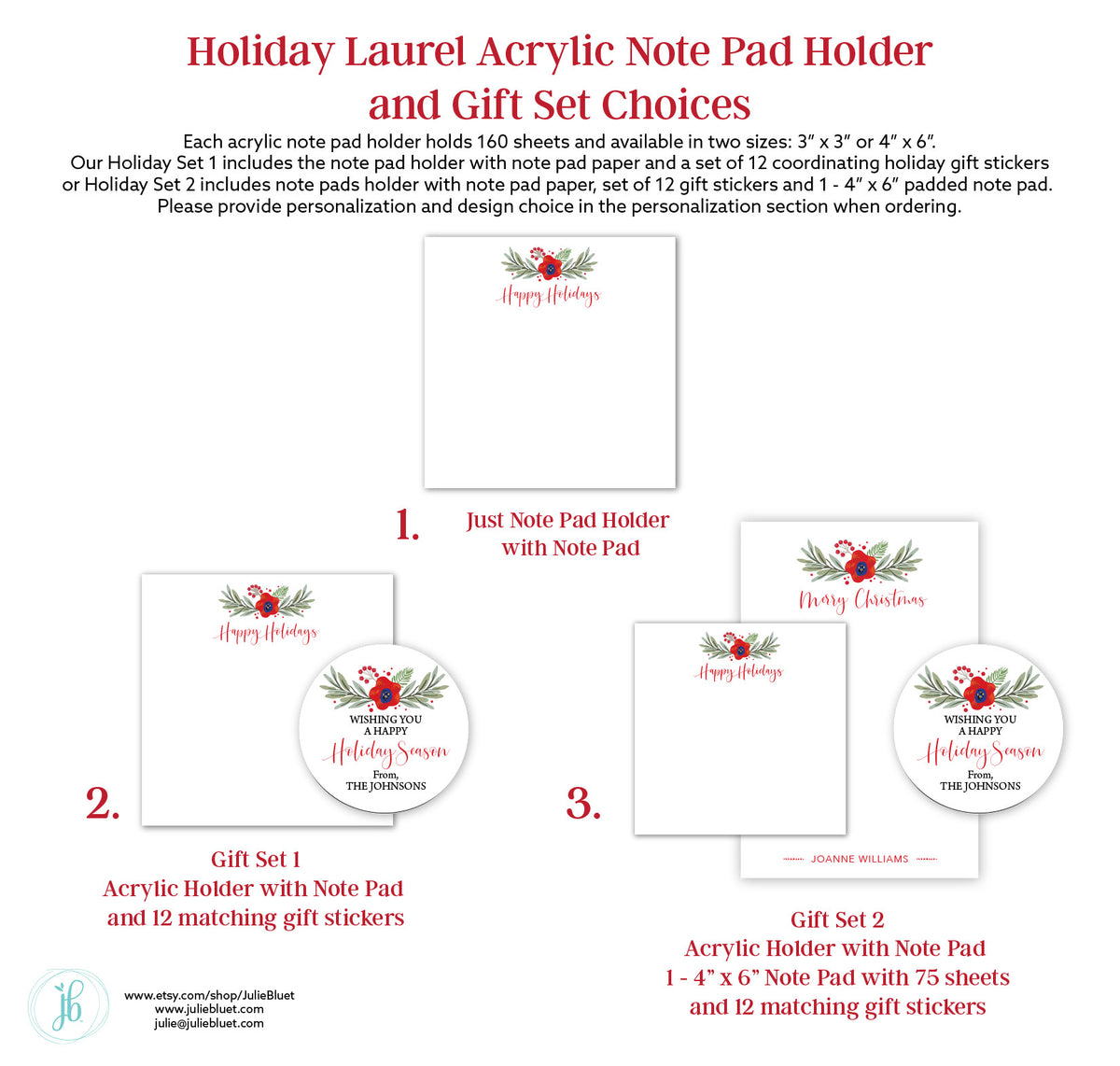 Holiday Laurel Acrylic Notepad Holder