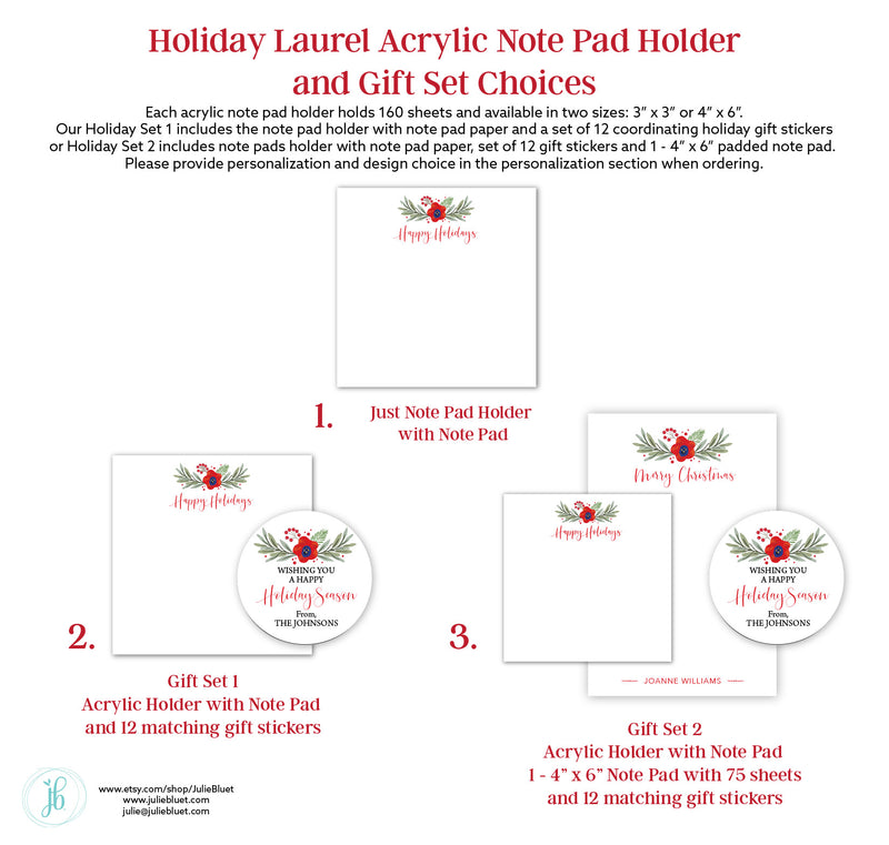 Holiday Laurel Acrylic Notepad Holder
