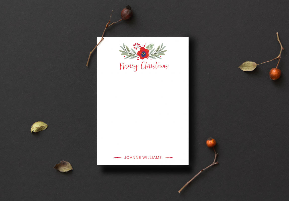 Poppy Laurel Holiday Notepad