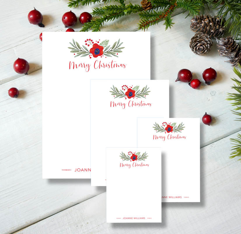 Poppy Laurel Holiday Notepad Set