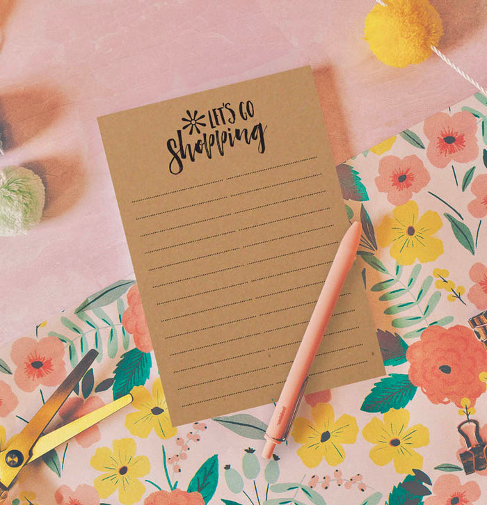 Let's Go Shopping Brown Note Pad