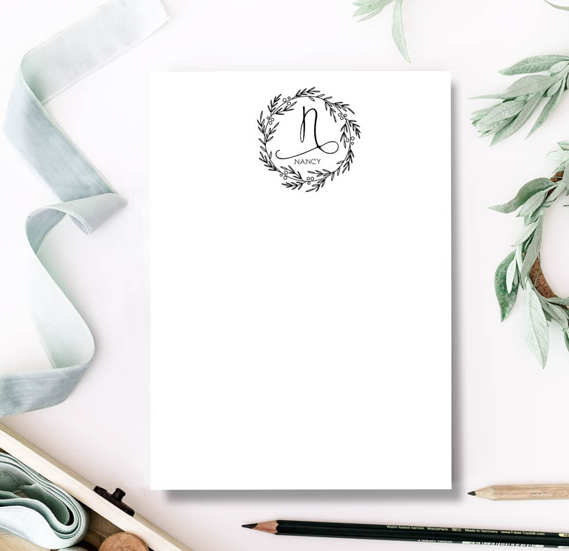 Letter Name Laurel Notepad