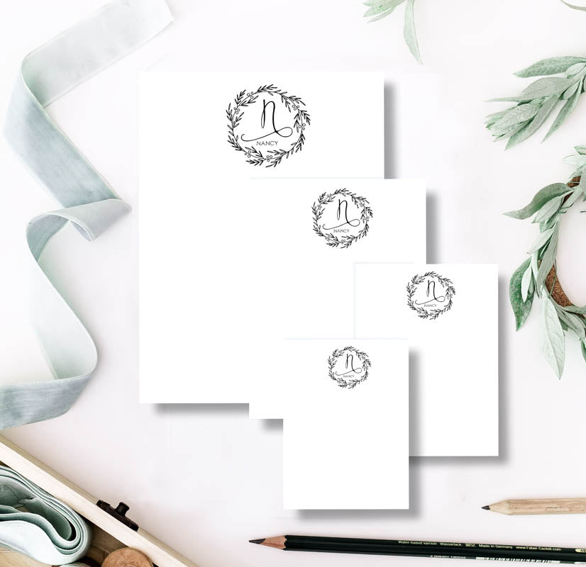 Letter Name Laurel Notepad