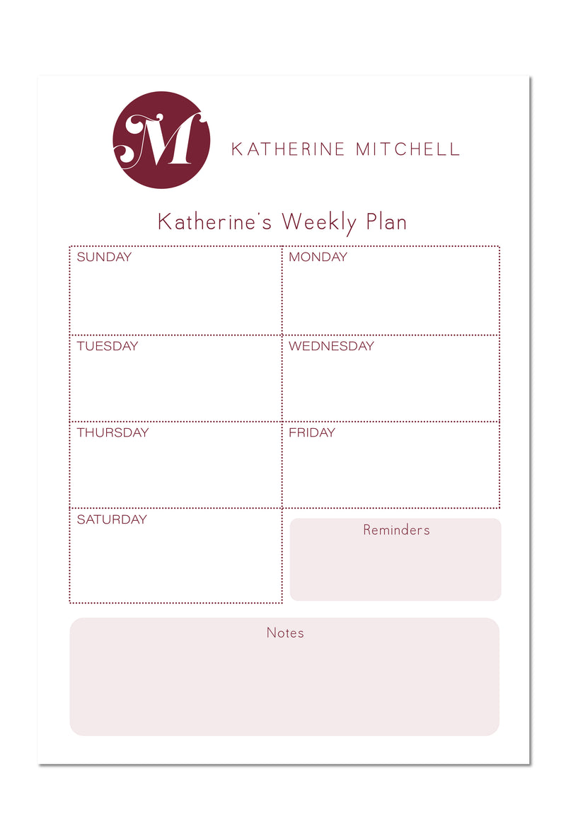 Monogram Letter Planner Note Pad