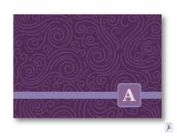 Personalized Plum Swirls Note Card Set