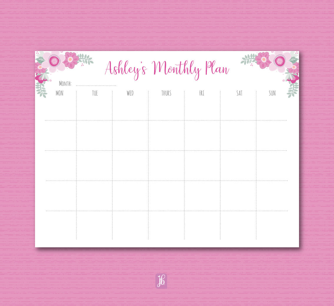 Mulberry Bay Monthly Plan Note Pad