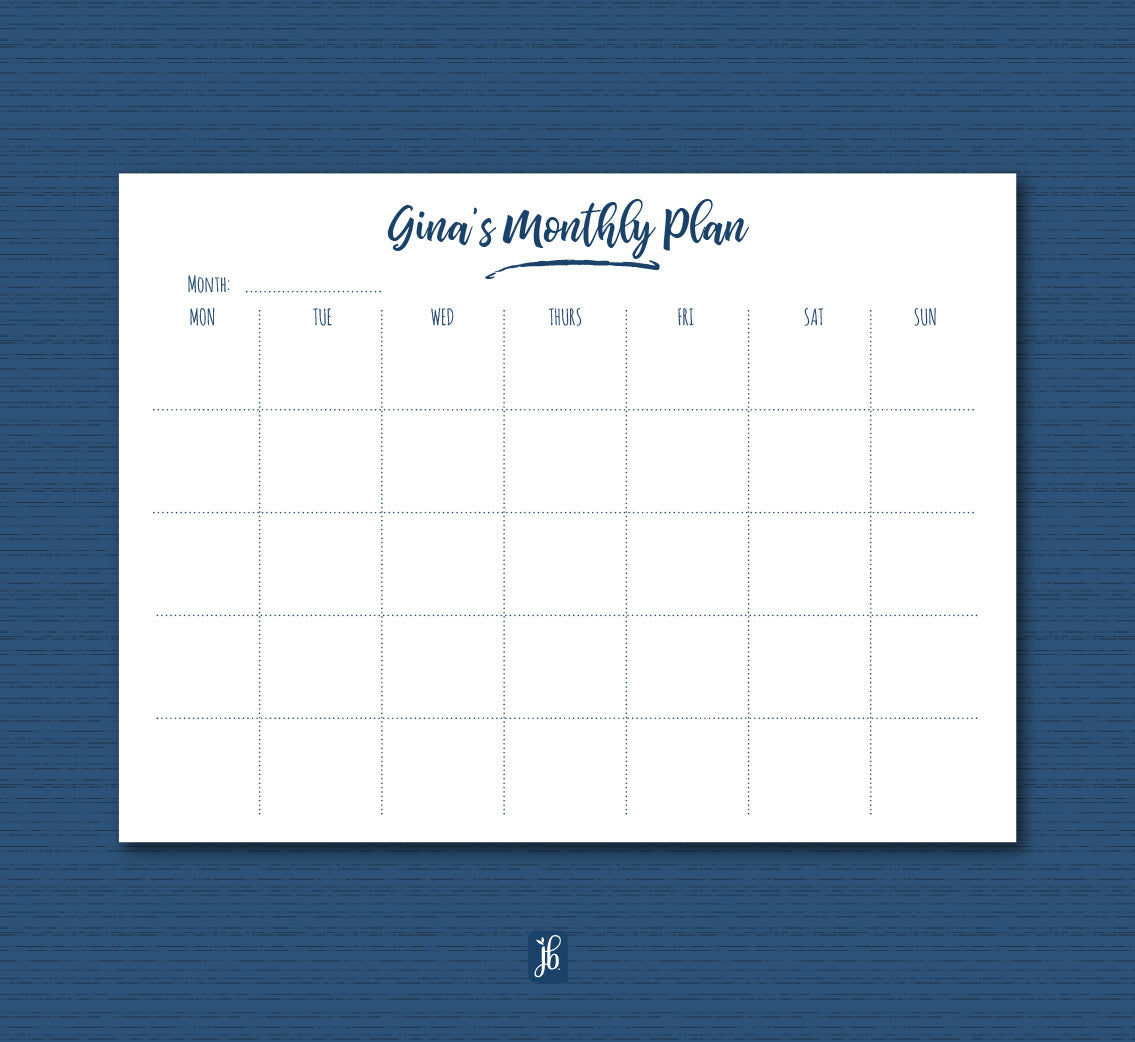 Navy Swash Monthly Plan Note Pad